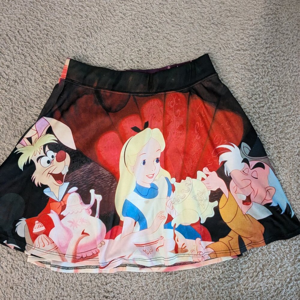 Disney Alice in Wonderland Skater Circle Skirt Black Red Size Medium